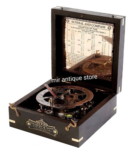 Handmade brass sundial compass - sundial,
