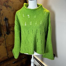 IVAN GRUNDAHL WOMEN SWEATER MOHAIR WOOL SIZE L OVERSIZED BOXY KELLY GREEN