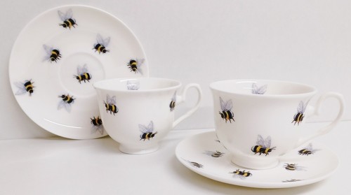 Bees tea cups saucers - tea,
