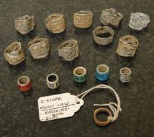 Vintage Antique? Gold Gilt Hawking Ring, Pigeon Rings and other Aluminium Tags