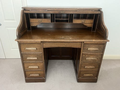 Antique oak roll top desk - antique, by