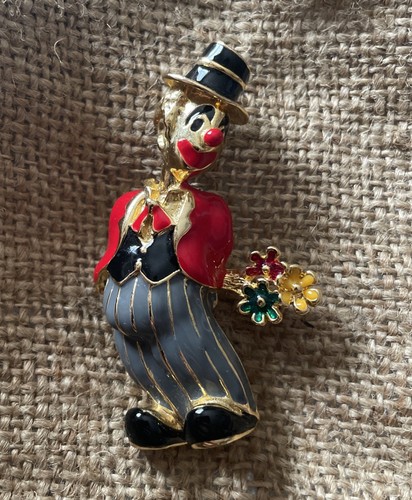 Vintage clown with flowers - clown,