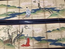 Mini Six-Panel Folding Screens, Hand-Painted Cherry Blossoms, Japanese Decor