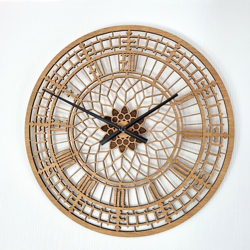 Wooden wall clock oak big - wooden,