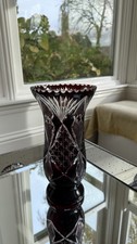 Bohemian Czech Crystal Glass Vase Ruby Red 26cm Tall