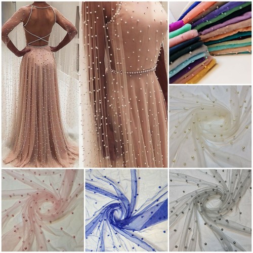Tulle beaded pearl lace - tulle, net