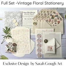 Beautiful Letter Writing Stationery Exclusive Design Gift Set Vintage Floral Art