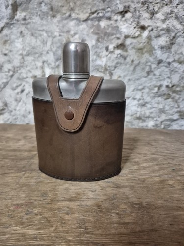 Vintage leather covered hip - leather,