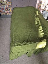Vintage Moss Green Single Small Candlewick Bedspread Excellent Condition 