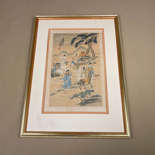 Antique hand painted silk - antique,