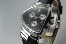 [w/Box, Paper] HAMILTON Ventura H244121 Chronograph Quartz Black Dial Mens Watch