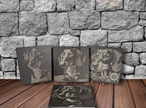 Dachshund slate coaster gift - slate,