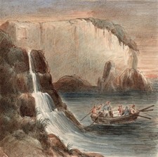 EMMA ELEONORA KENDRICK (1788-1871) Miniature Painting BOAT OFF COASTLINE