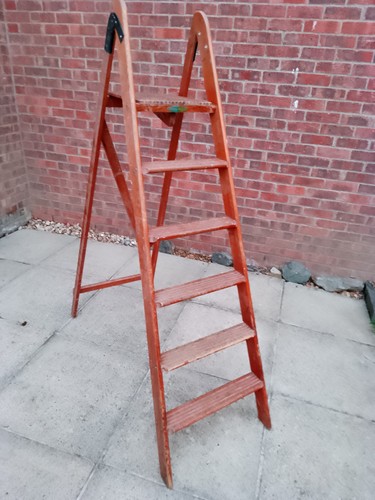 Vintage wooden step ladder - vintage,