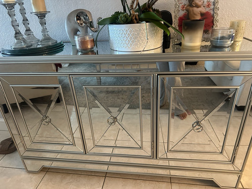 Silver mirrored contemporary - mirrored,