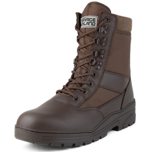 Brown army leather combat - brown,