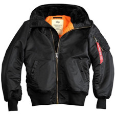 Alpha Industries Men's Bomber Jacket MA-1 Hooded Black Aviator Jacket Jacket