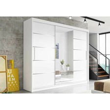 Oslo Modern Mirror Sliding Door Wardrobe LED Storage Wardrobes for Bedroom