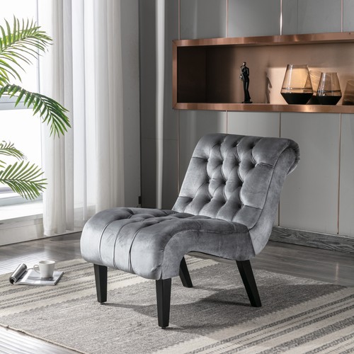 Modern velvet armless accent - modern,