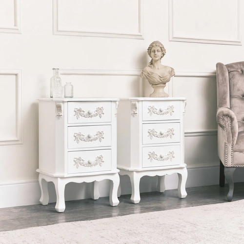 Pair ornate white french - of,