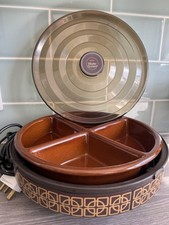 Vintage Ekco Hostess Carousel Food Warmer Retro 1970s Lazy Susan Vegetable Party