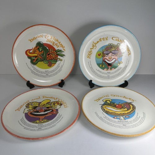 Retro recipe dinner plates - 4,