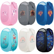 Foldable Pop Up Laundry Bag Toy Storage Basket for Kids Girls and Boys Tidy Room