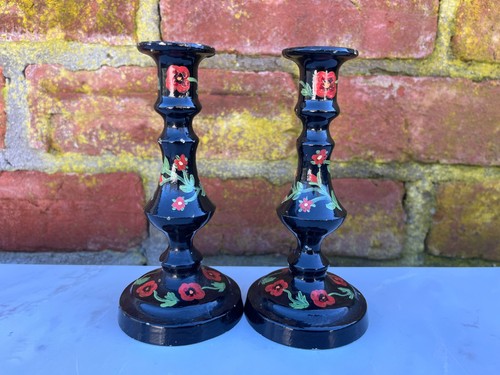 Vintage hand painted - , brass