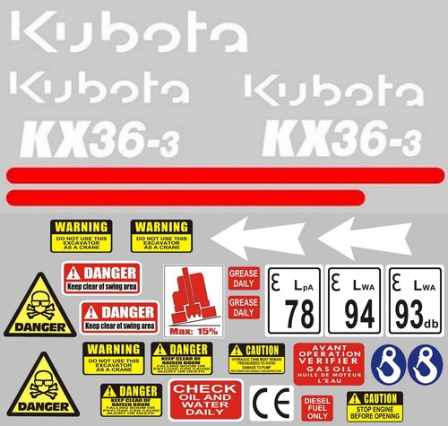 Decal sticker set kubota - sticker, set.
