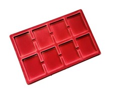 Red Coin Tray for 8 Coins Medals Medal Transparent Cover Space 65 x 85 mm PGR