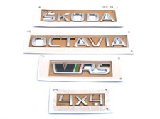 original Skoda Octavia VRS 4x4 chrome rear lettering emblem tailgate badge