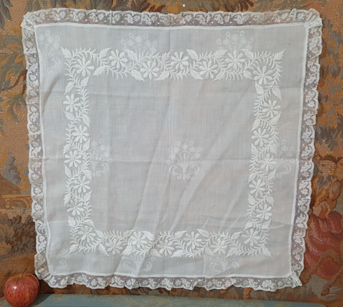 Large antique lace embroidered - antique,