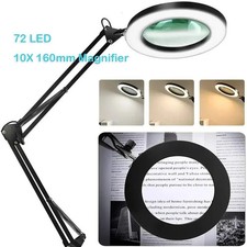 10X Magnifier LED Lamp  Magnifying Glass Desk Table Reading Light w/ Clamp Stand