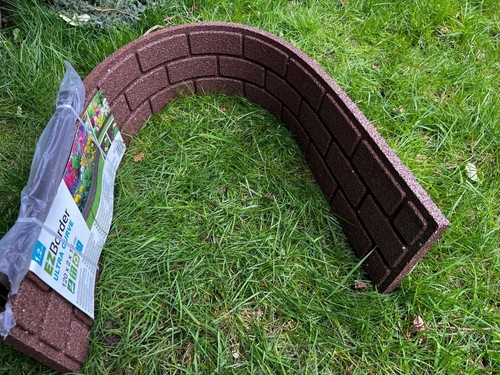 Garden curve lawn stone border - garden,