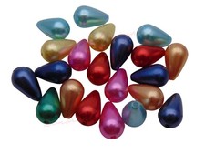 20 Pcs Mixed Colours Acrylic Faux Pearl Teardrop Beads 16mm x 9mm Jewellery J209