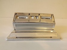 VINTAGE SILVER TONE METAL PERPETUAL DESK CALENDAR