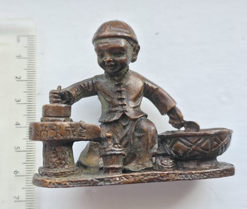 Chinese bronze okimono - bronze, tea