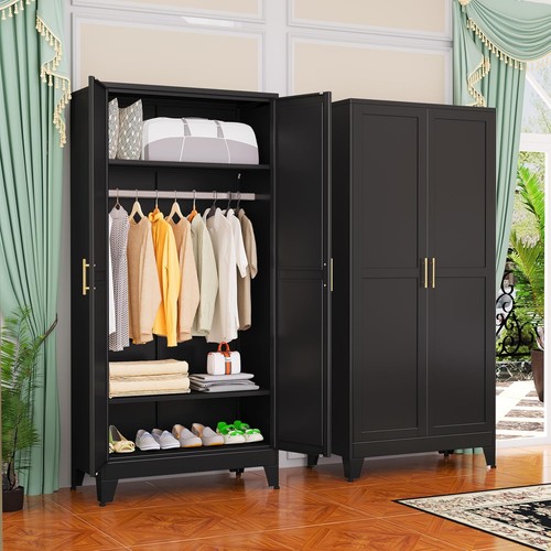 Metal wardrobe cabinet with - wardrobe,