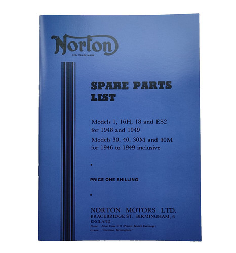 Norton parts book 16h - norton, es2