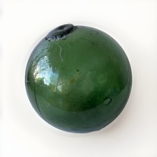 Vtg green glass fishing float Fortrx Pressed Glass