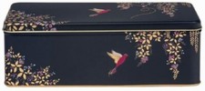 Sara Miller Dark Blue Chelsea Bird Design Cracker Tin - Pretty Cracker Tin Gift