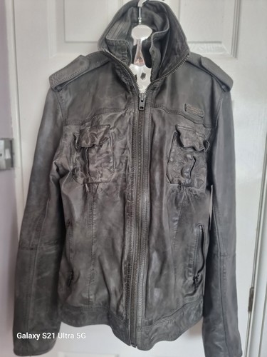 Superdry leather jacket - jacket, lined
