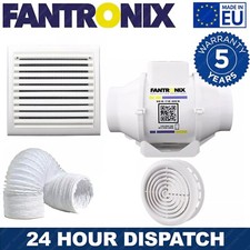 4" Inline Bathroom Extractor Fan Kit with Run On Timer - Loft, Kitchen Utility