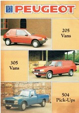 PEUGEOT 205 VAN , 305 VAN & 504 PICK-UP ORIGINAL 1988 FACTORY UK SALES BROCHURE