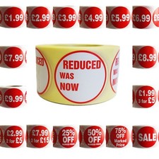 500x RED PRICE SELF ADHESIVE STICKERS STICKY LABELS SWING TAG LABELS FOR RETAIL