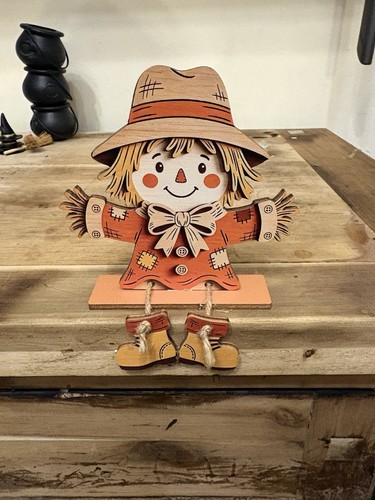Wooden scarecrow shelf sitter - wooden,