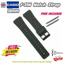 Replacement Strap For Casio 18mm Watch Fits F91 F94 F105 Black FREE P&P