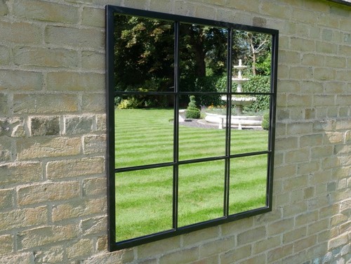 Black window garden mirror - black,