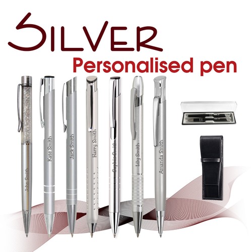 Personalised metal pen silver - personalised,