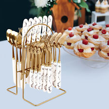 Cutlery Set with Stand for 6, 24 Pieces Flatware Set Fork Tea Spoons Butter